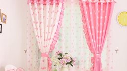 <b>3. </b>Pink Curtains designs for Girls rooms