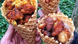 <b>4. </b>Chick'n Cone Restaurant Chicken and Waffles!