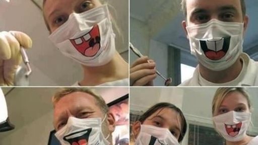 Funny dentist masks to reduce kids fears