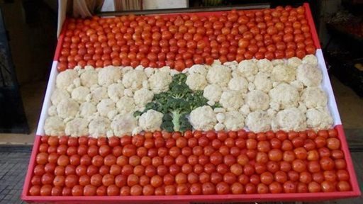 7 Lebanese Flags made with Food