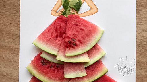 Artistic Fashion Illustrations made with Food by Edgar