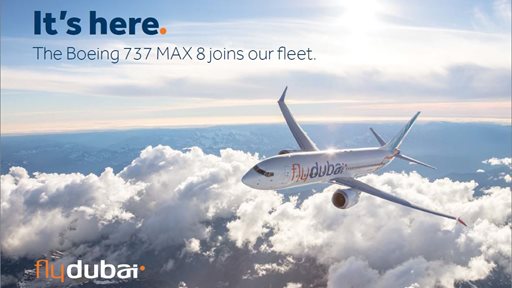 flydubai showcases its first Boeing 737 MAX 8 at the Dubai Airshow