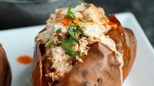 Slow Cooker Buffalo Chicken Stuffed Sweet Potatoes Recipe