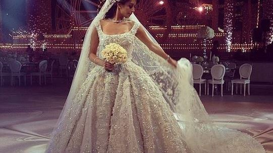 Lana El Sahely in a Legendary Wedding dress by Elie Saab | Daleeeel.com